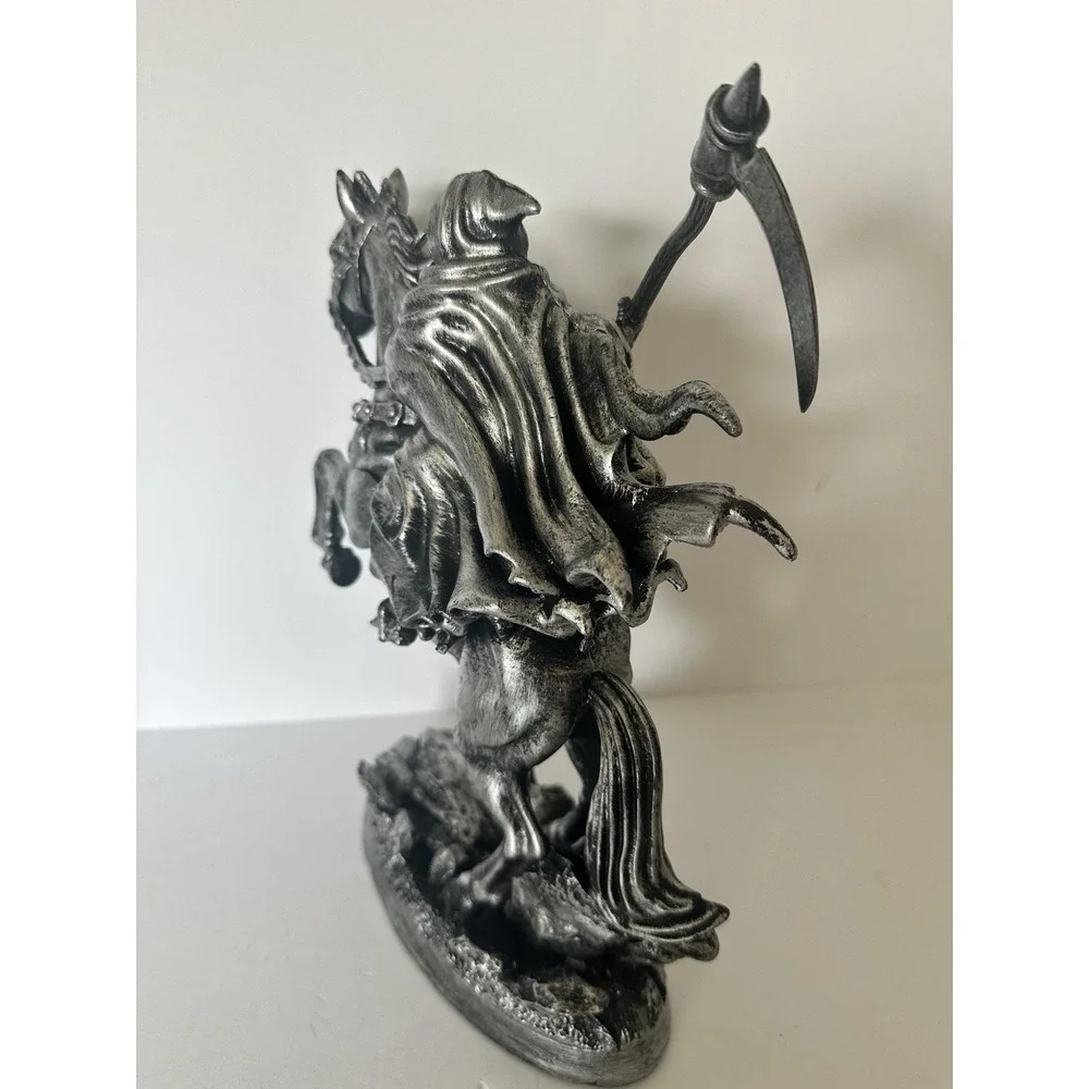Spooky Night Grim Reaper Horse Statue Gothic Halloween Skeleton Rider Decor NWT